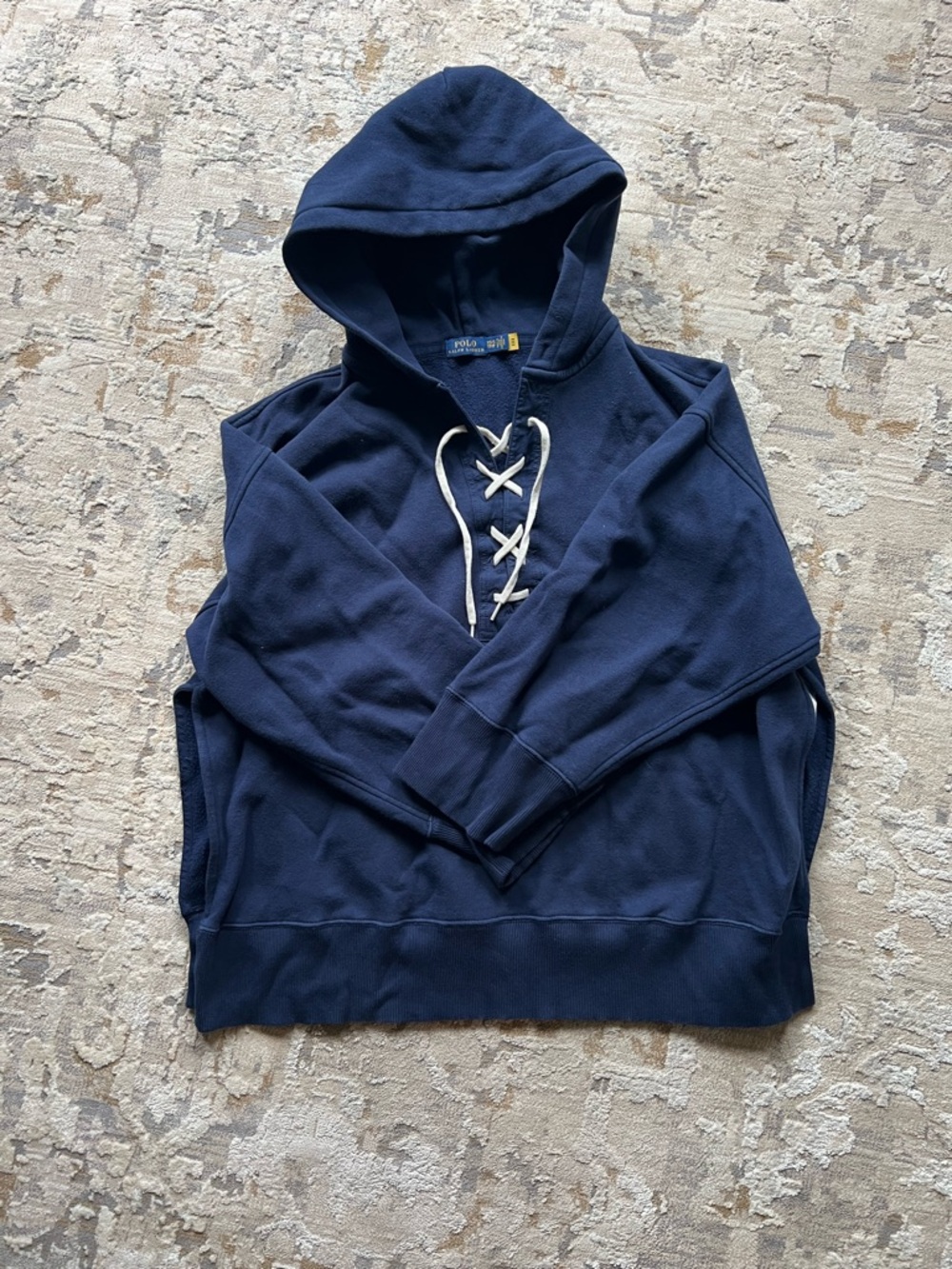 Ralph Lauren Navy Hooded Lace-Up Pullover